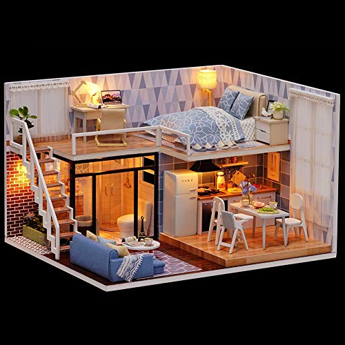 DIY-Puppenhaus, Miniatur-Puppenhaus, Spielzeugset mit Musik, Ideal für Heim- und Bürodekoration von GLOGLOW