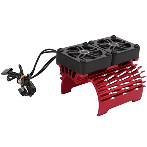 GLOGLOW Effizienter Bürstenloser Motor-Wärmeableitungslüfter, Doppellüfter-Motorkühler für 1/5 RC-Auto, 8,4 V, Aluminiumlegierung + Kunststoff (Rot) von GLOGLOW