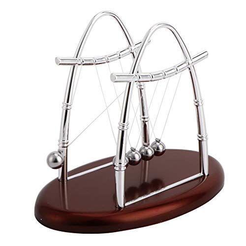 Newtons Cradle Balance Stahlbälle Physik Wissenschaft Pendel Spielzeug – pädagogische und lustige Schreibtischdekoration – Silber von GLOGLOW