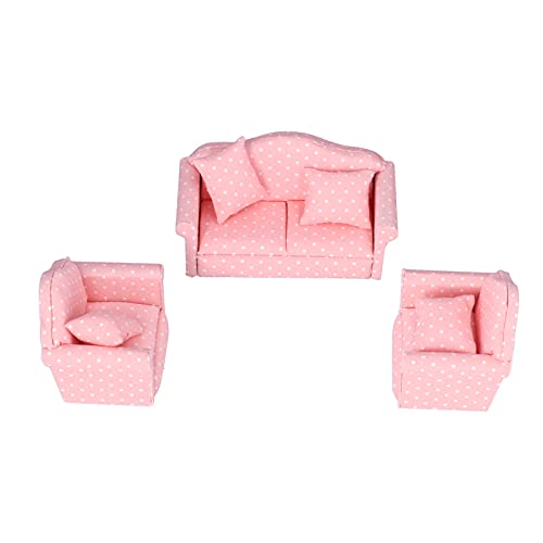 Puppenhausmöbel, 1:12 Miniatur-Puppenhaus-Sofa, Mini-Puppenhaus-Sofa mit Punkten für Puppenhaus-Geschenke, Puppenhaus-Schlafzimmer, von GLOGLOW