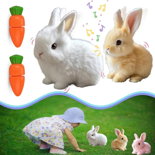 GLSAYZU Bunny Mein Realistisches Kaninchen Spielzeug, Bunny - Mein Realistisches Kaninchenspielzeug, Lebensechtes Interaktives Kaninchen Für Kinder Können Gehen Und Sprechen (2PC) von GLSAYZU