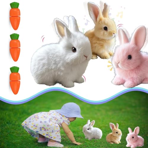 GLSAYZU Bunny Mein Realistisches Kaninchen Spielzeug, Bunny - Mein Realistisches Kaninchenspielzeug, Lebensechtes Interaktives Kaninchen Für Kinder Können Gehen Und Sprechen (3PC) von GLSAYZU