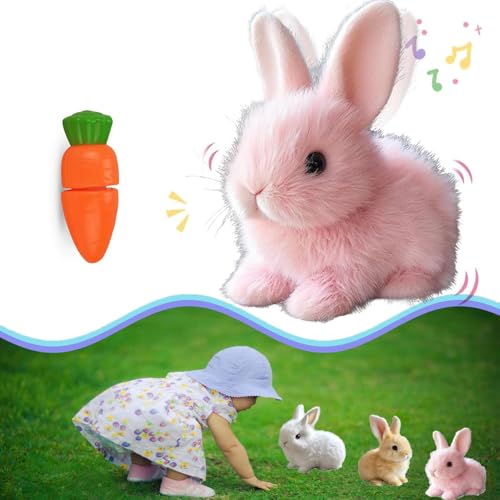 GLSAYZU Bunny Mein Realistisches Kaninchen Spielzeug, Bunny - Mein Realistisches Kaninchenspielzeug, Lebensechtes Interaktives Kaninchen Für Kinder Können Gehen Und Sprechen (Pink) von GLSAYZU