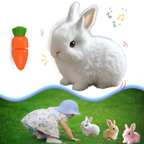 GLSAYZU Bunny Mein Realistisches Kaninchen Spielzeug, Bunny - Mein Realistisches Kaninchenspielzeug, Lebensechtes Interaktives Kaninchen Für Kinder Können Gehen Und Sprechen (White) von GLSAYZU