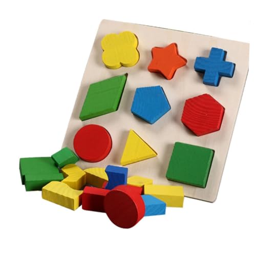 GLSTOY 1 Satz 3 Teiliges Lernspielzeug Aus Holz Kinderspielzeug Bausteine Kinderspielzeug Geometrisch Passender Baustein Kinderformerkennungsspielzeug Geometrische Blöcke von GLSTOY