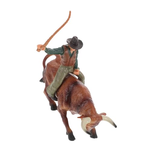 GLSTOY 1 Satz Cowboy-Modell Kuh Bullenmodell Spielzeug zum Bullenreiten Stierdekoration Stütze Kinder Cowboy Spielzeug Stierkampf Modell Stier- dekorative Stierstatue Stierfigur Harz von GLSTOY