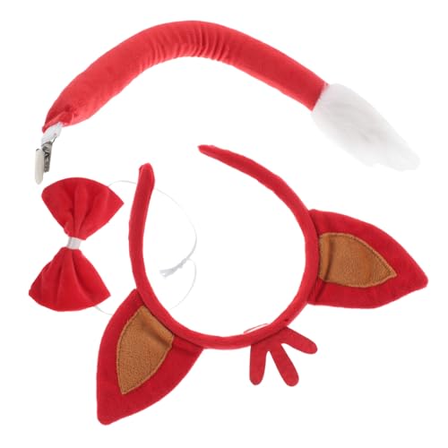 GLSTOY 1 Satz Fuchs Stirnband Fuchs Partygeschenke Niedliches Haarband Mit Tierohren Fuchsschwanzkostüm Fuchsohren Kostüm Tierstirnband Und - Fuchs-accessoires Rot Polyester von GLSTOY