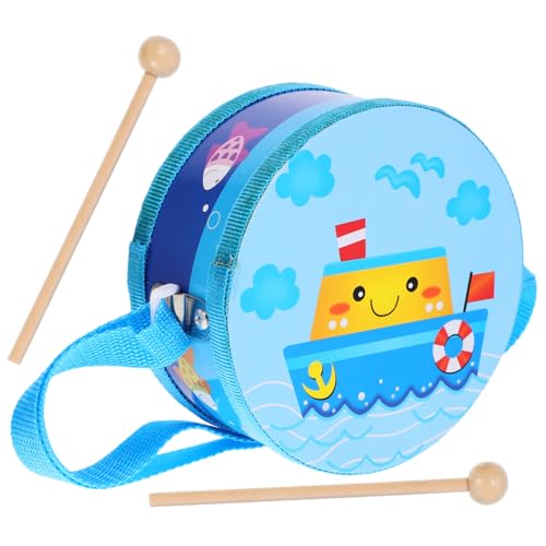 GLSTOY 1 Satz Hüfttrommelspielzeug Für Kinder Schlaginstrument Spielzeug Für Babytrommeln Schlagzeug-Instrument Sensorisches Spielzeug Handschlagspielzeug Handtrommel Holz Sky-Blue von GLSTOY