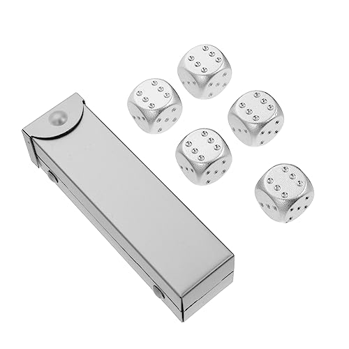 GLSTOY 1 Satz Metallwürfel Craps-Tisch Würfel Masse Zahlenwürfel Partyspiel Punktwürfel Zarte Würfel Große Würfel Tischbrettspiel Würfel Würfel-stütze Würfeln Silver Aluminiumlegierung von GLSTOY