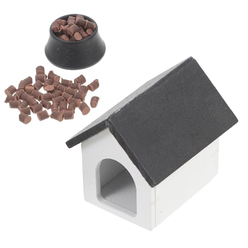 GLSTOY 1 Satz Puppenhaus Hundehaus Schüssel Chinchilla-Spielzeug Hamsterbereicherung Haustier Miniaturmodell Miniaturdekoration Miniatur-Möbelornament Zwinger Spielzeug Plastik Black von GLSTOY