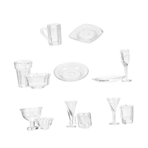 GLSTOY 1 Satz Puppenhaus-Modell Miniatur Mini-zubehör Für Puppen Ding Teetasse Mini-kaffeetassen Kaffeetasse Puppenhaus Mini-wasserbecher Winzige Tasse Transparent Plastik von GLSTOY