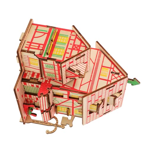 GLSTOY 1 Satz Puzzle 3D-gebäuderätsel Rätsel Spielzeug Zum Bauen Von Stielen DIY-modellbauspielzeug Puppenhaus-Modell Denksportaufgaben Mini- -bausatz Miniatur-hausbausatz Hölzern von GLSTOY