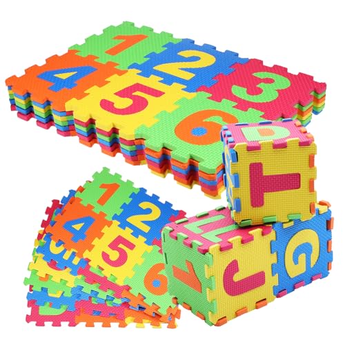 GLSTOY 1 Satz Puzzle-bodenmatte Spielmatte Mit Buchstabenfliesen Schaumstofffliesen Spielmatte Aus Schaumstoff Kinder-Puzzle-Alphabet Schaumfliesen Für Fußböden Bodenpuzzle Mit Zahlen Eva von GLSTOY