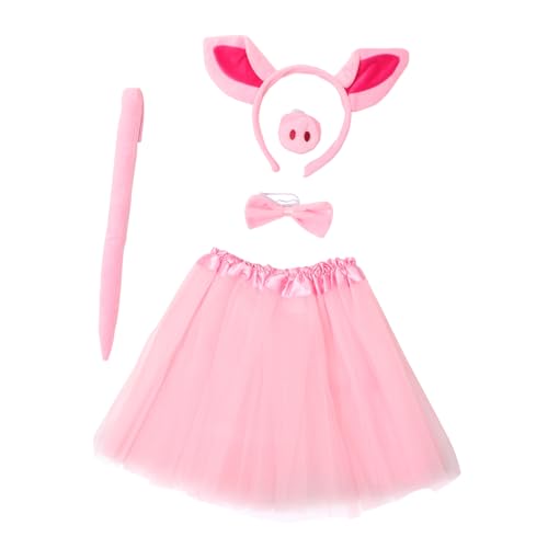 GLSTOY 1 Satz Schweine kostüme halloween costume halloween kleidung masquerade Halloween-Stirnbänder für Plüschschwanz Kostüm Partykostüm für Mädchen Schweinekostüm für Mädchen Stoff Rosa von GLSTOY