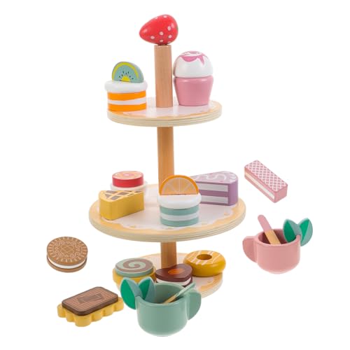 GLSTOY 1 Satz Teeservice Für Kinder Spielkuchenspielzeug Aus Holz Cupcake-Party-Spiel Für Mädchen Desserts, Lebensmittelspielzeug Cupcake-Spielzeug Für Die Küche Nachtisch Spielzeugset von GLSTOY