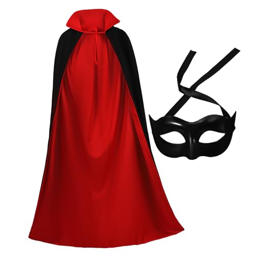 GLSTOY 1 Set Halloween Maske Und Schwarzer Und Roter Umhang Für Erwachsene Cosplay Kostü Zubehör Ideale Verkleidung Für Halloween Maskenball Und Mottoparty von GLSTOY