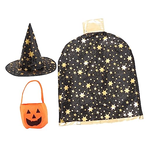 GLSTOY 1 Set Halloween Umhang Für Kinder Zaubererhut Cosplay Umhang Halloween Dekoration Halloween Kinder Outfits Kinderkostüme Kinder Goodie Bags Kürbistasche Kürbis Umhang von GLSTOY