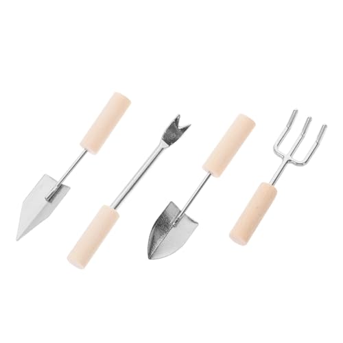 GLSTOY Gartenschaufel Miniatur Gartenwerkzeug Set 4 Teiliges Zubehör Für Puppenhaus Und Garten Schaufel Rechen Und Weitere Mini Werkzeuge Ideal Für Und Dekoration Gartengeräte Sets von GLSTOY