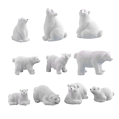 GLSTOY 10 STK Mikrolandschaftsdekoration Eisbär Polares Tierspielzeug Polare Actionfigur Bärenornamente Polare Tierfiguren Gartenlandschaftsdekor Garten Bärenform Ornamente Harz Weiß von GLSTOY