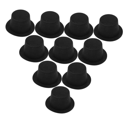 GLSTOY 10st Puppenhausdekoration Mini-Zylinder Für Puppe Schneemann-Cosplay-Hut Schneemannmützen Zum Basteln Zirkushut Sombrero-Hut Top-hat-kostüm Mini-strickmütze Plastik Black von GLSTOY