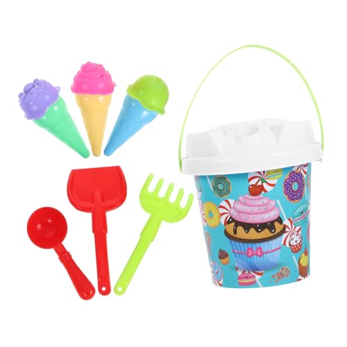 GLSTOY Strandspielzeug Set 11 Teiliges Eimer Und Förmchen Set Mit Eiscreme Motiven Für Den Sandkasten Und Strand Bunte Sandspielzeuge Für Jungen Und ädchen von GLSTOY