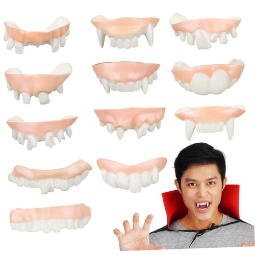 GLSTOY 12 Stück Teiliges Vampirzähne aus PVC Bequeme Sichere Falsche Zähne für Halloween Cosplay Party Vielfältige Designs für Authentischen Vampir Look und Lustige Prank Accessoires GLSTOY 12 Stück Teiliges Vampirzähne aus PVC Bequeme Sichere Falsche Zähne für Halloween Cosplay Party Vielfältige Designs für Authentischen Vampir Look und Lustige Prank Accessoires von GLSTOY