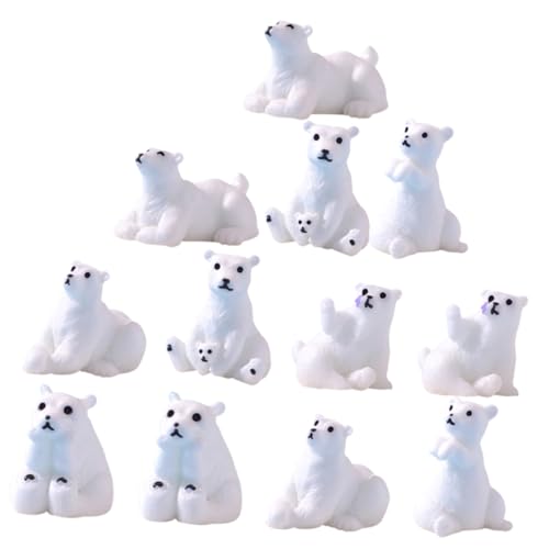 GLSTOY 12st Mini-bär-Ornament Hase Plüsch Wild Tiere Feenfigur Spielzeug Miniatur Ausgestopft Hundefiguren Tierisches Plüschtier Mini-bären- Minifiguren Tragen Bär Figur Harz Weiß von GLSTOY