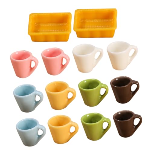 GLSTOY 14 Teiliges Miniatur Kaffeetassen Set Realistische Teetassen Für Puppenhaus Zubehör 6 Farben Pink Für Rollenspiele Und Kreative Szenarien von GLSTOY