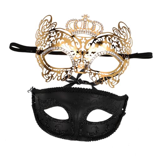 GLSTOY 2 Stück Antike Metallmasken Im Venezianischen Stil Maskerade Party Requisiten Für Halloween Karneval Und Kostümpartys Elegante Halbgesichts Masken Für Unvergessliche Auftritte von GLSTOY