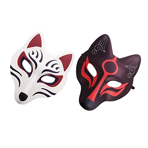 GLSTOY 2 Stück Fuchsmaske Tier Cosplay Masken Weiße Masken Halloween Fuchs Japanische Maske Fuchs Cosplay Katzenmasken Lustige Partymaske Halloween Masken Tiermaske Fuchsform von GLSTOY