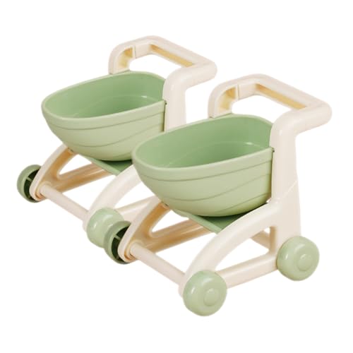 GLSTOY 2 Stück Mini Einkaufswagen Mini Einkaufswagen Mini Wagen Mit Rädern Puppenhaus Einkaufswagen Miniatur Handwagen Einkaufskorb Kleinkind Spielzeug Kinderspielzeug Puppenhaus von GLSTOY