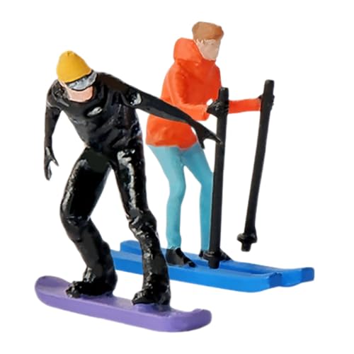 GLSTOY 2 Stück Ski-Menschen-Modelle, Miniatur-ski-Figuren Im Maßstab 1:64, Winzige Menschen-Modelle Für Puppenhaus-ski-szenen-Dekorationen von GLSTOY