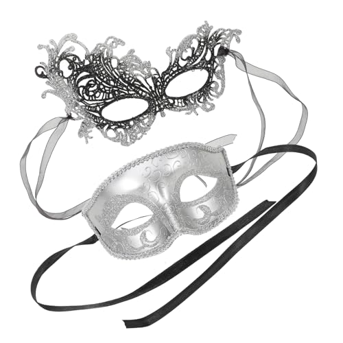 GLSTOY 2 Teiliges Maskenset Cosplay Maske Halbmaske Requisite Halloween Kunststoffmaske Halloween Anzieh Party Maske Kostümmasken Maskerade Maske Requisiten Maskerade Maske von GLSTOY