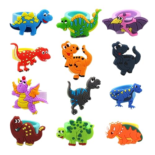 GLSTOY 20 Stück PVC Dinosaurier Fingerringe Lustige Farbwechsel Fingerpuppen Magisches Spielzeug Für Kinder Perfekte Gastgeschenke Für Dino Partys Und Geburtstagsfeiern von GLSTOY