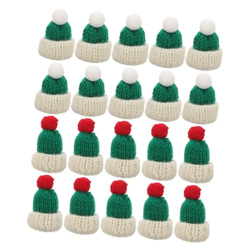 GLSTOY 20St Wollmütze Mini rote Weihnachtsmützen Mini-Weihnachtsschmuck Mini-Weihnachtsmütze Mini-Strickmützen Miniatur-Weihnachtsmütze entzückende Puppenhüte zubehör selber Machen Garn von GLSTOY