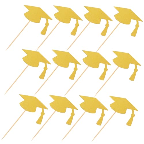 GLSTOY 24 Stück Teiliges Graduation Cake Topper Goldene Abschlusshut Tortendeko Einfache Anwendung Partydeko für Schulabschluss und Abschlussfeier Kreative Erinnerungsstücke für GLSTOY 24 Stück Teiliges Graduation Cake Topper Goldene Abschlusshut Tortendeko Einfache Anwendung Partydeko für Schulabschluss und Abschlussfeier Kreative Erinnerungsstücke für von GLSTOY