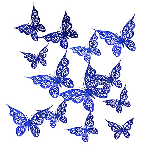 GLSTOY 24st Schmetterling Wandtattoo -wohndekoration Abnehmbare Wandaufkleber Wandtattoo Hochzeit Geburtstag 3D Hohle Schmetterlingsaufkleber Dekorativer Wandaufkleber Blue Papier von GLSTOY