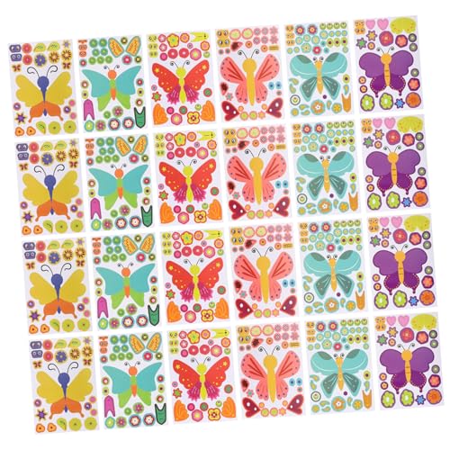 GLSTOY 27 Blatt Schmetterlings Puzzle Aufkleber Schmetterlinge Partygeschenke Partygeschenk Wiederverwendbare Schmetterlings Aufkleber Schmetterlingsmuster Aufkleber Schmetterlings von GLSTOY