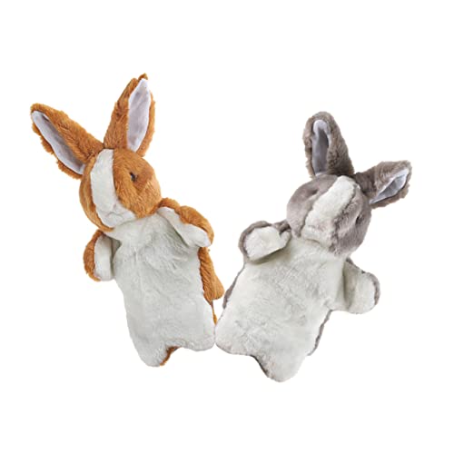 GLSTOY 2St Plüsch Hase Handpuppe Charakter Handpuppe Kaninchen Plüschtiere Lehrpuppe interaktives Spielzeug Kinder Puppen Handkaninchenpuppen pädagogisches Spielzeug kurzer Plüsch Brown von GLSTOY