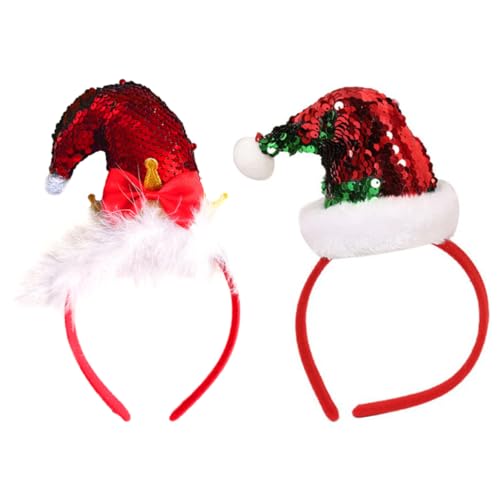 GLSTOY 2st Neuartige Haarbänder Pailletten-hut-stirnbänder Weihnachtliche Stirnbänder Weihnachts-cosplay-stirnband Weihnachtsmannmütze Mit Pailletten Weihnachtsstirnbänder Plastik von GLSTOY