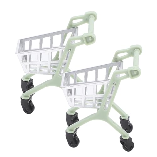 GLSTOY 2st Trolley-modellspielzeug Einkaufswagen Für Kleinkinder Puppenhaus-einkaufswagen Kinderwagen Mini-Desktop-einkaufswagen Puppenhaus-miniaturwagen Mini-dekor Kunststoff Light Green von GLSTOY