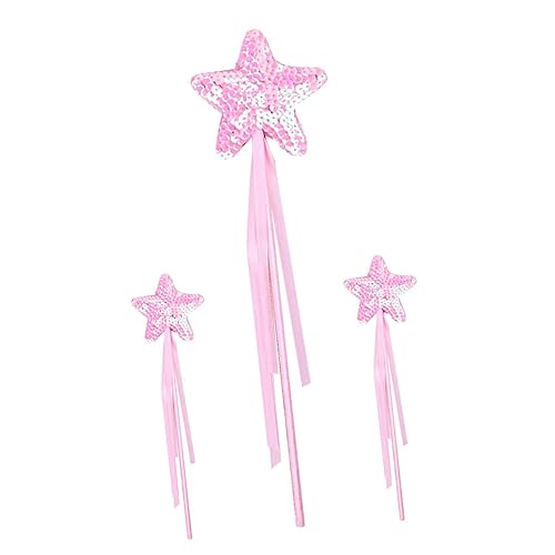 GLSTOY 3St Zauberstab Fairy Wand Spielzeug für Kinder Party Accessoires Toys for игрушки для девочек tragbare Feenstäbe Flash-Kostüm Feenstab mit Schleife Zauberstäbe Stoff Rosa von GLSTOY