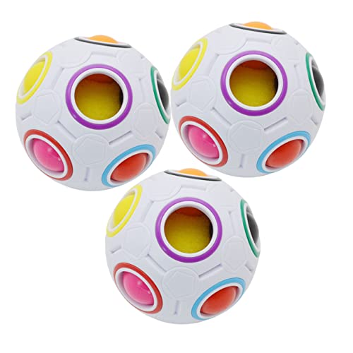 GLSTOY 3St magischer Ball Puzzle-Regenbogen Lernspielzeug Ball zum Stressabbau Spielzeug für Kinder kinderspielzeug Würfel-Fußballspielzeug lustiges Fidget-Ball-Spielzeug Abs Colorful von GLSTOY