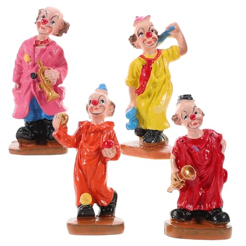 GLSTOY 4 Stücke Figur Miniatur Clown Figurine Kunst Die Clown Ornament Für Wohnkultur Bonsai Cartoon Clown Statue von GLSTOY