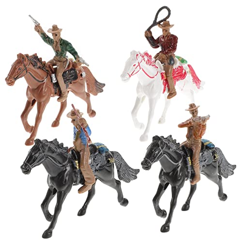 GLSTOY 4 Stück Cowboy-reitmodell Reitfiguren Spielzeug Spielzeugwagen Modell Spielzeug Miniaturbausatz Pferdespielzeug Sandtischspielzeug Sammelspielzeug Spielset Minifiguren Plastik von GLSTOY