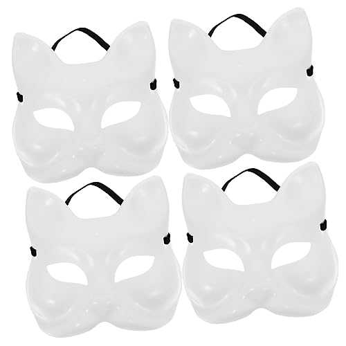 GLSTOY 4 Stück DIY Fuchs Halbgesichtsmasken Zum Ausmalen Blankomasken Für Kreative Bastelprojekte Ideal Für Kindergeburtstage Kostümpartys Und Mottopartys von GLSTOY