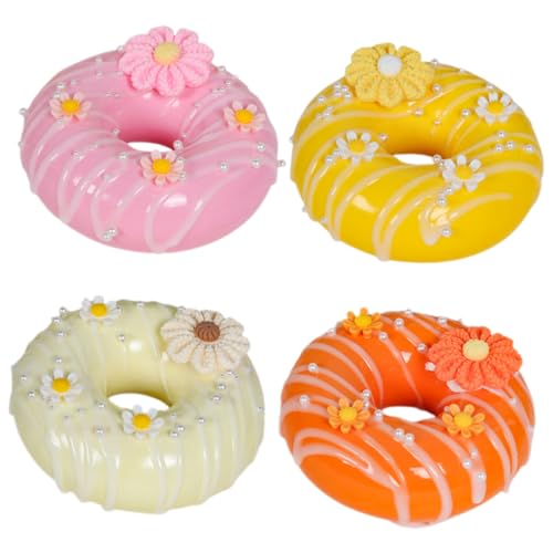 GLSTOY Künstliche Lebensmittelsimulation 4 Stück Gefälschte Donuts PVC-Simulation Donut-Requisiten Mini-Donuts für Displayfotografie von GLSTOY