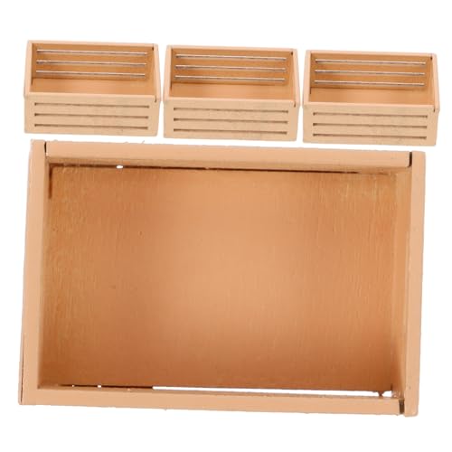 GLSTOY 4 Stück Mini Aufbewahrungskorb Puppenhaus Körbe Puppenhaus Kiste Obstkorb Kleine Holzkiste Mini Kisten Aus Holz Beige von GLSTOY