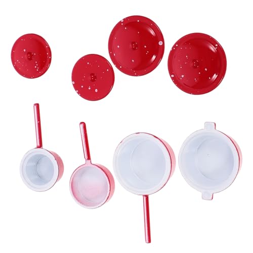 GLSTOY 4 Stück Miniaturküche Play Kitchen küche Spielzeug bastelzeug Soup Pot küchen Dekoration Mini-Kocher Mini-Hausdekor-Accessoire fröhliche Minikocher Mini- -Geschirr Legierung rot von GLSTOY