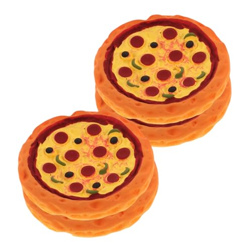 GLSTOY 4 Stück Puppenhaus Pizza Requisite Für Modell Mini Pizza Gefälschte Pizza Foto Requisite Puppenhaus Spielzeug Mini Ornament Miniatur Pizza Puppenhaus DIY von GLSTOY